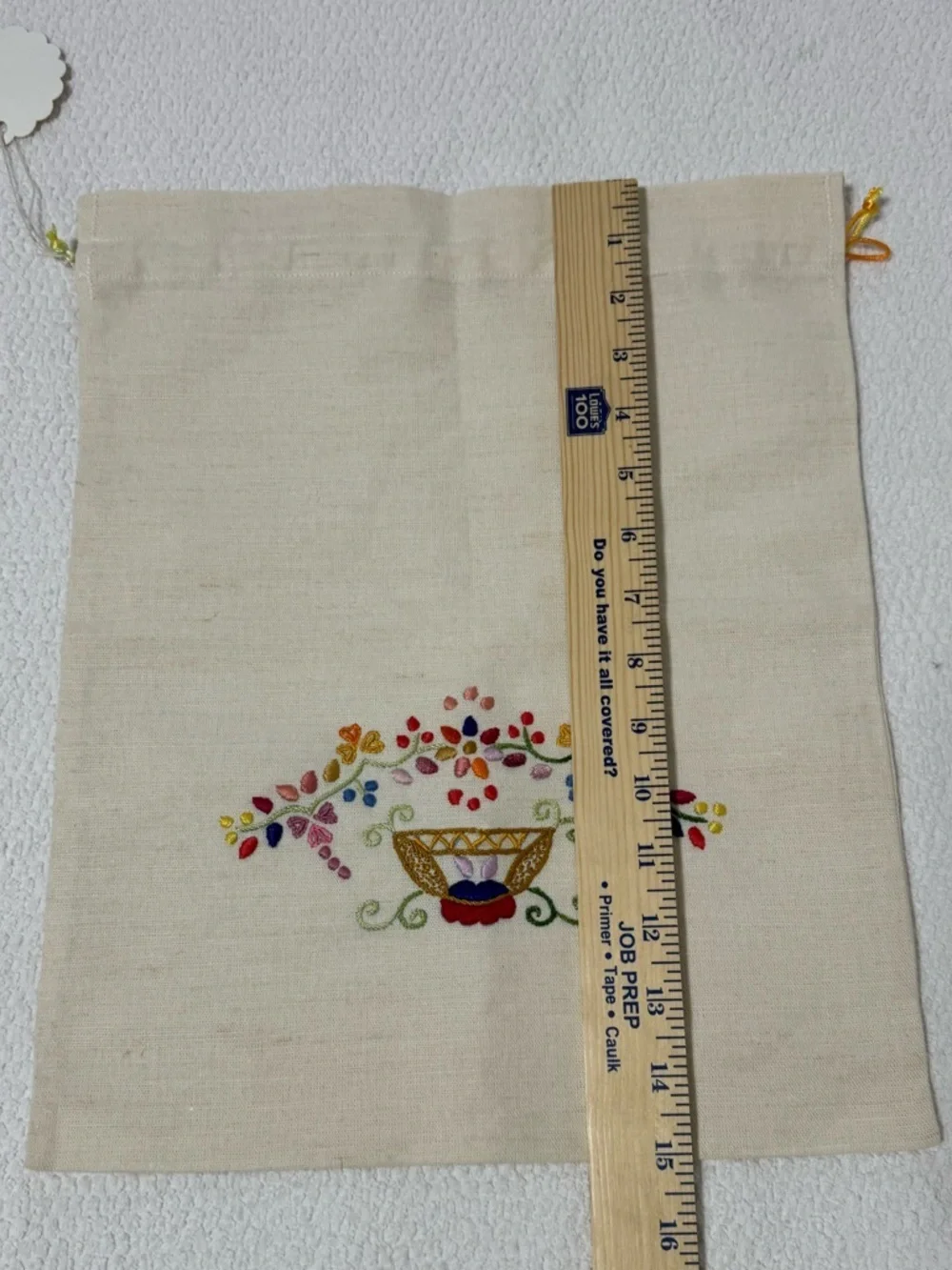 Magda Vakil Linen Drawstring Pouch Hand Embroidered Duster